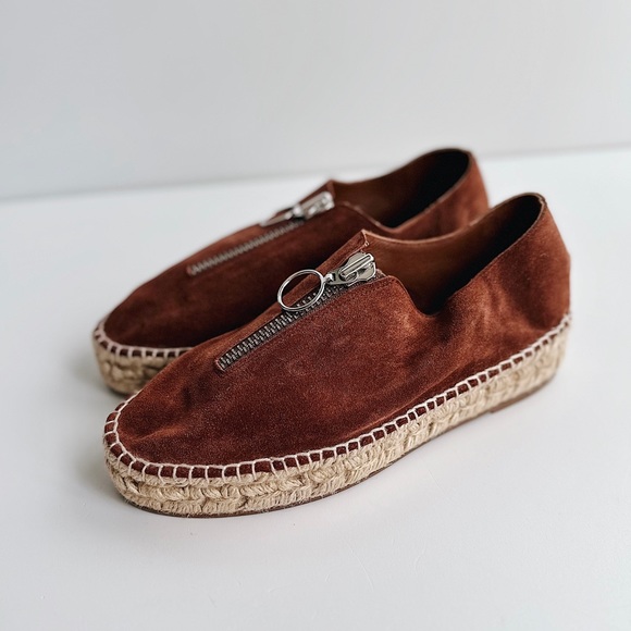 ✨ALEXANDER WANG Devon Front Zip Suede Espadrille Loafers Size 37 - Picture 2 of 10